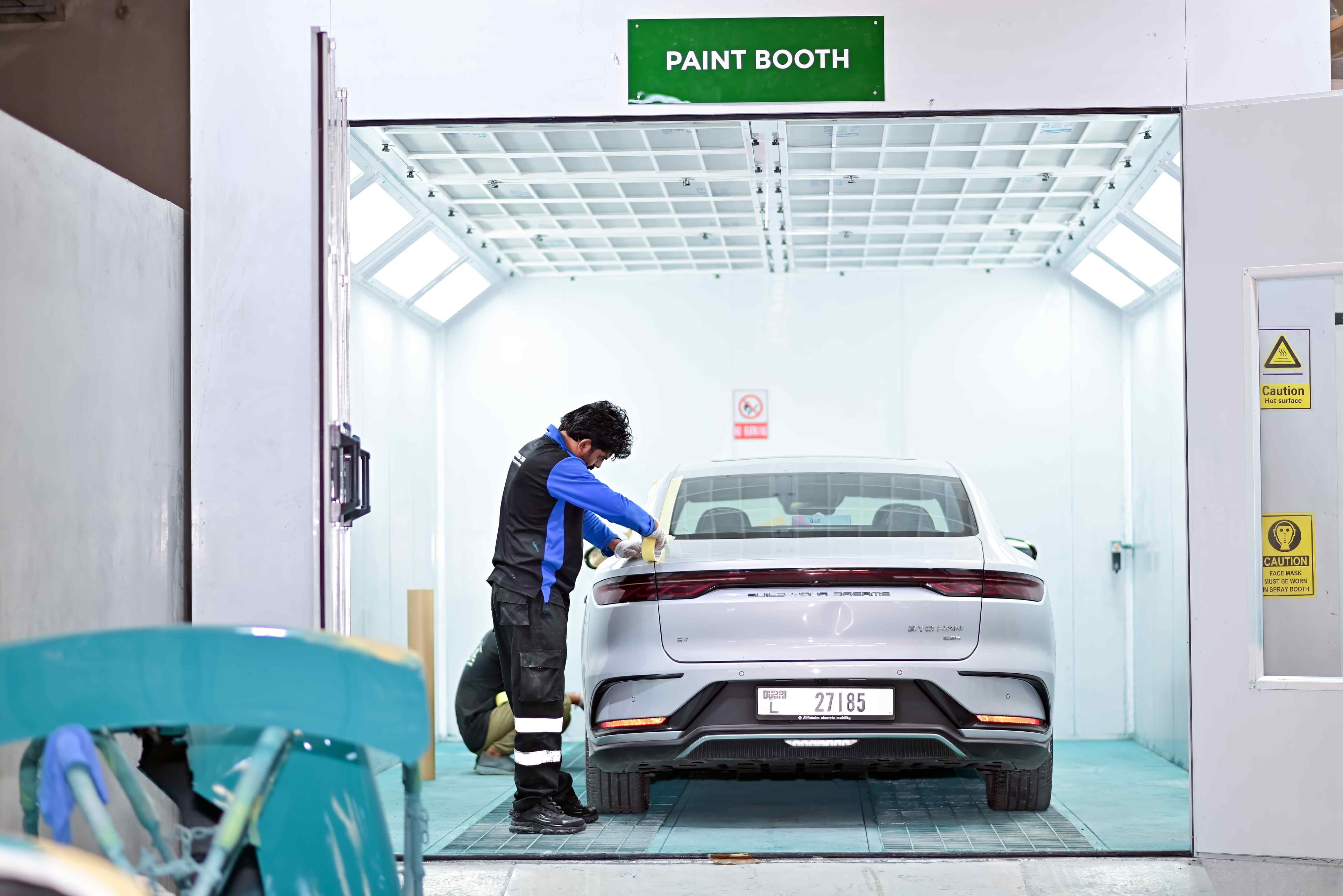 Body and paint repairs being completed in EPAR’s Al Qusais paint booth